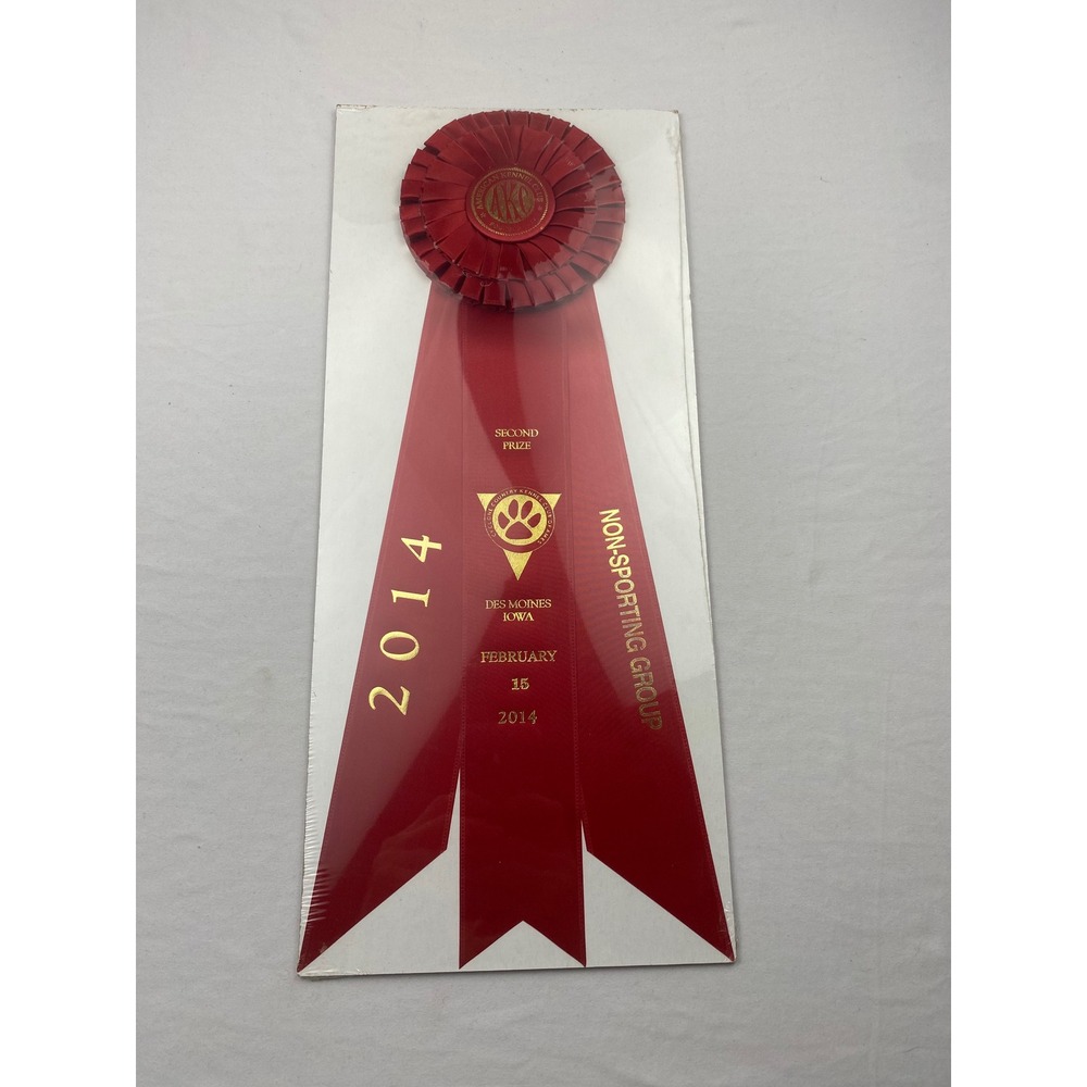 AKC 2014 Des Moines Iowa Dog Show Ribbon Second Prize Non-Sporting Group Red